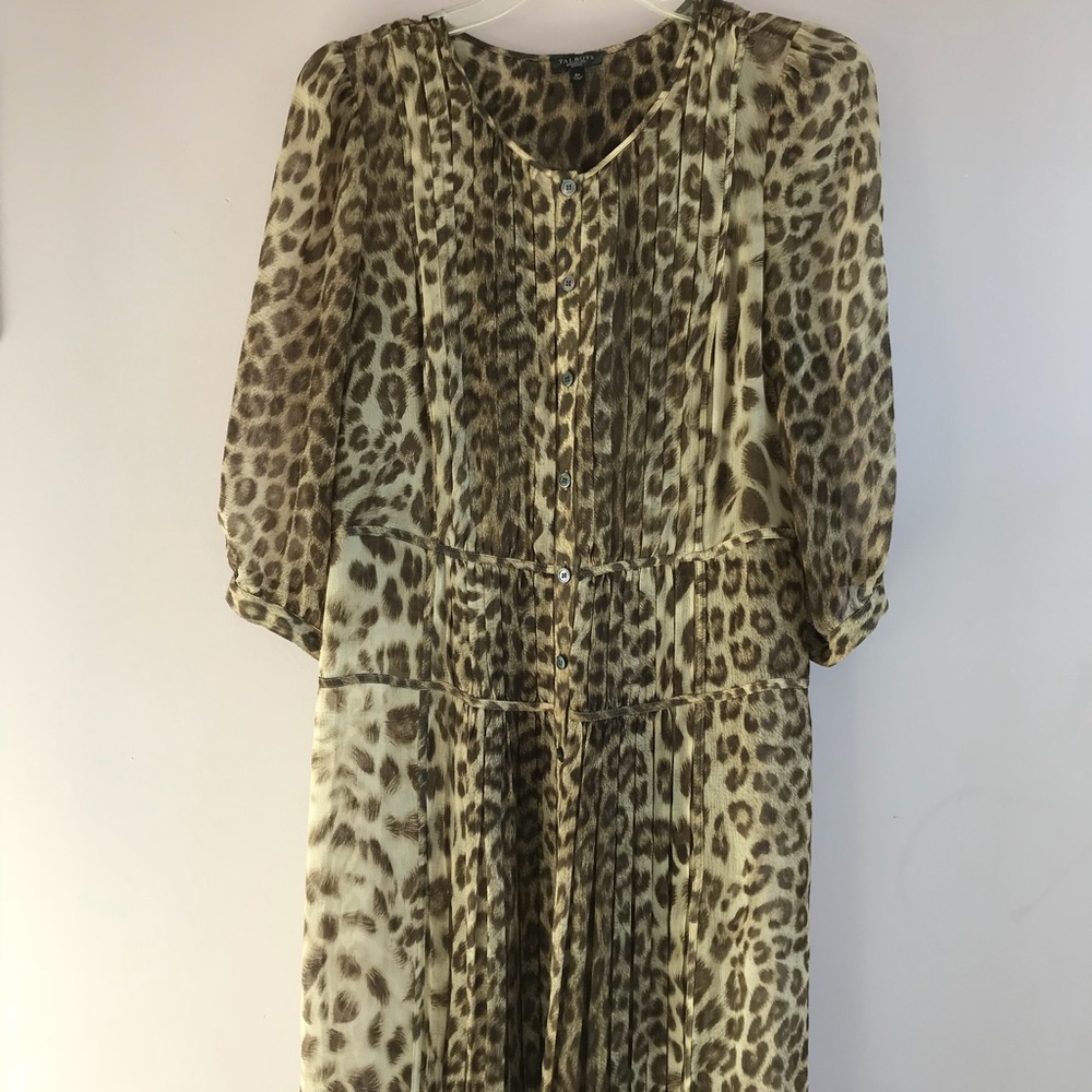 Talbots leopard print dress with slip